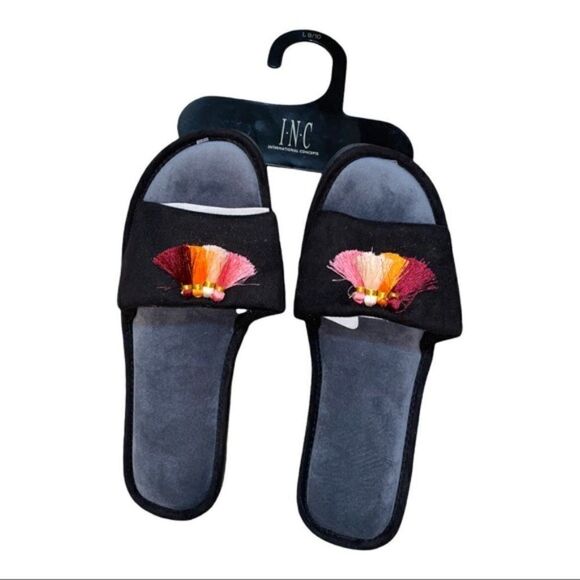 INC International Concepts Black Tassels Slippers - Picture 2 of 3